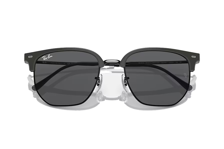 RAY BAN Clubmaster Sunglasses - Grey on Black with Dark Grey Lenses